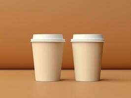 Blank empty paper coffee cup mockup for take away, branding identity, AI Generated photo