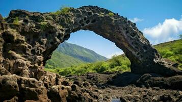 ver volcánico arco puente ai generado foto