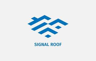 Internet wireless signal with house roof shape vector logo