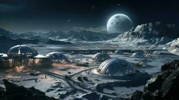 fiction lunar pioneering settlements ai generated photo