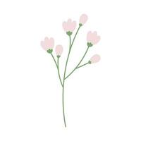 Abstract flowering twig for bouquet in trendy soft hues. Springtime. Vector isolated design element