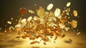 3d gold coin explosion ai generated photo
