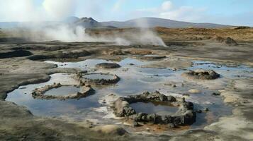 geotermia volcánico barro ollas ai generado foto