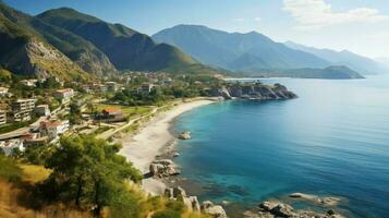 playa albanés riviera prístino ai generado foto