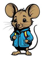Little mouse character having an adventure, on a white background vector