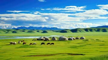 naturaleza mongol estepa vasto ai generado foto