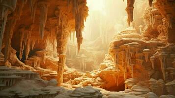 cavern volcanic caves stalactites ai generated photo