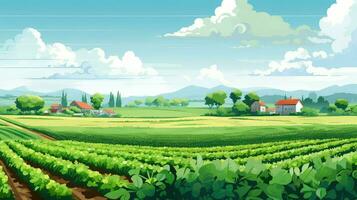 naturaleza europeo tierras de cultivo agrícola ai generado foto