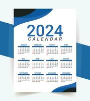 2024 annual calendar template design vector