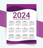 2024 annual calendar template design vector