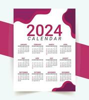 2024 anual calendario modelo diseño vector