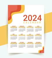 2024 annual calendar template design vector