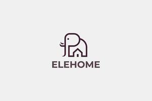 Elephant home logo and vector icon