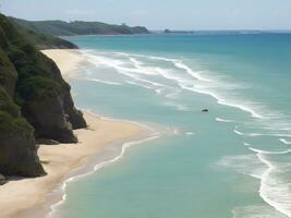 playa hermosa cerca arriba imagen ai generado foto