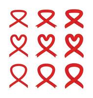 world aids day red ribbon icon set, vector isolated on white background. ornament design for banner, poster, social media, flyer.