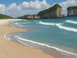 playa hermosa cerca arriba imagen ai generado foto