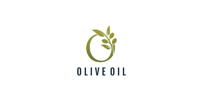 Letter O logo design element vector with olive concept