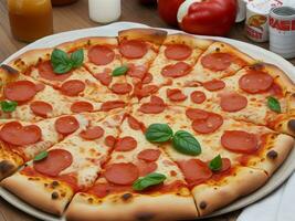 pizza beautiful close up image ai generated photo