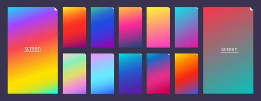 Soft pastel gradient smooth and vibrant color background set for devices vector