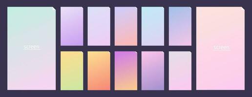 Soft pastel gradient smooth and vibrant color background set for devices vector