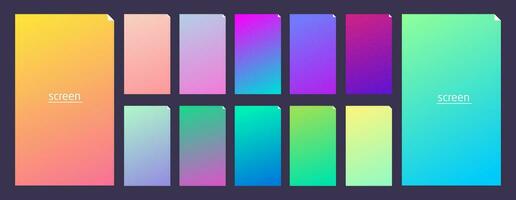 Soft pastel gradient smooth and vibrant color background set for devices vector