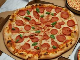 pizza beautiful close up image ai generated photo