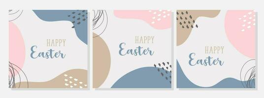 Happy Easter set abstract banners in boho style. vector