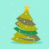 Winter scene, Christmas tree. Vector flat illustration.