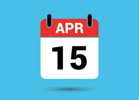 15 April Calendar Date Flat Icon Day 15 Vector Illustration