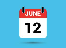 12 June Calendar Date Flat Icon Day 12 Vector Illustration