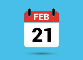 21 February Calendar Date Flat Icon Day 21 Vector Illustration