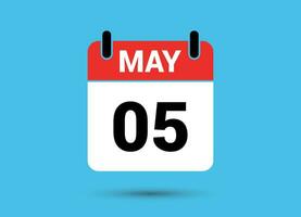 5 May Calendar Date Flat Icon Day 5 Vector Illustration