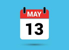 13 May Calendar Date Flat Icon Day 13 Vector Illustration