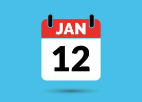 12 January Calendar Date Flat Icon Day 12 Vector Illustration