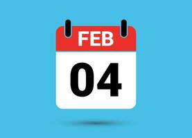 4 February Calendar Date Flat Icon Day 4 Vector Illustration