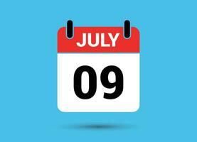 July 9 Calendar Date Flat Icon Day 9 Vector Illustration