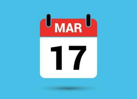 17 March Calendar Date Flat Icon Day 17 Vector Illustration