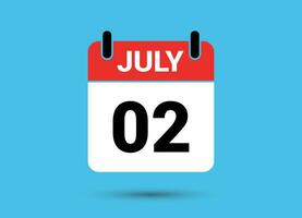 July 2 Calendar Date Flat Icon Day 2 Vector Illustration