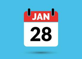 28 January Calendar Date Flat Icon Day 28 Vector Illustration