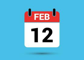 12 February Calendar Date Flat Icon Day 12 Vector Illustration