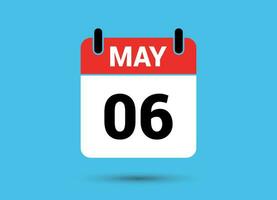 6 May Calendar Date Flat Icon Day 6 Vector Illustration
