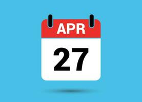 27 April Calendar Date Flat Icon Day 27 Vector Illustration