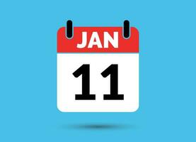 11 January Calendar Date Flat Icon Day 11 Vector Illustration