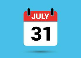 July 31 Calendar Date Flat Icon Day 31 Vector Illustration