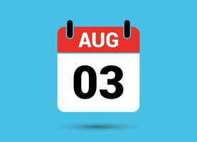 August 3 Calendar Date Flat Icon Day 3 Vector Illustration