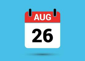 August 26 Calendar Date Flat Icon Day 26 Vector Illustration