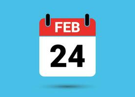 24 February Calendar Date Flat Icon Day 24 Vector Illustration