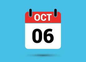 October 6 Calendar Date Flat Icon Day 6 Vector Illustration