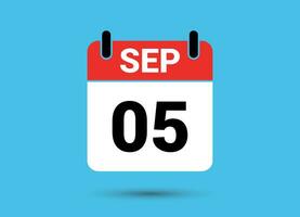 September 5 Calendar Date Flat Icon Day 5 Vector Illustration