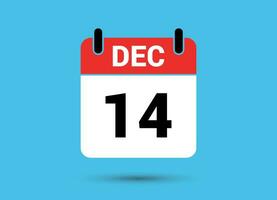 December 14 Calendar Date Flat Icon Day 14 Vector Illustration